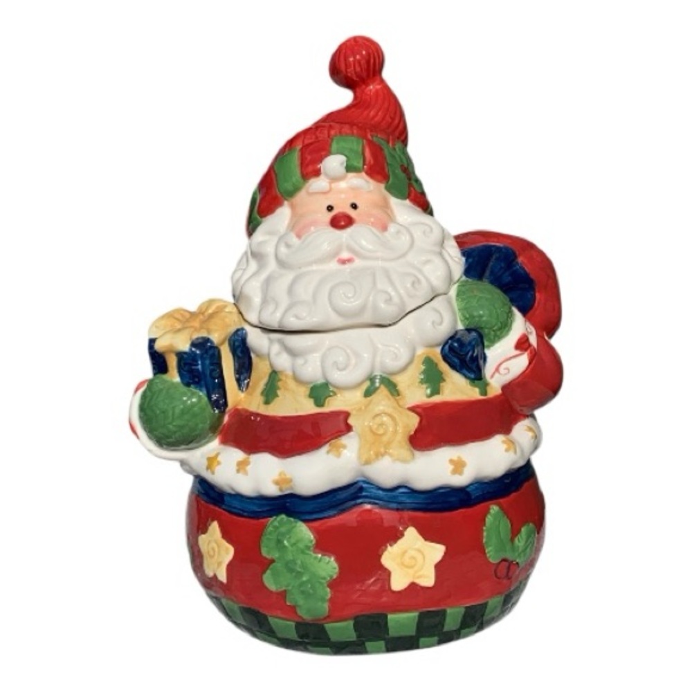 Festive Holiday Cheer Santa Claus Ceramic Cookie Jar by International Bazaar